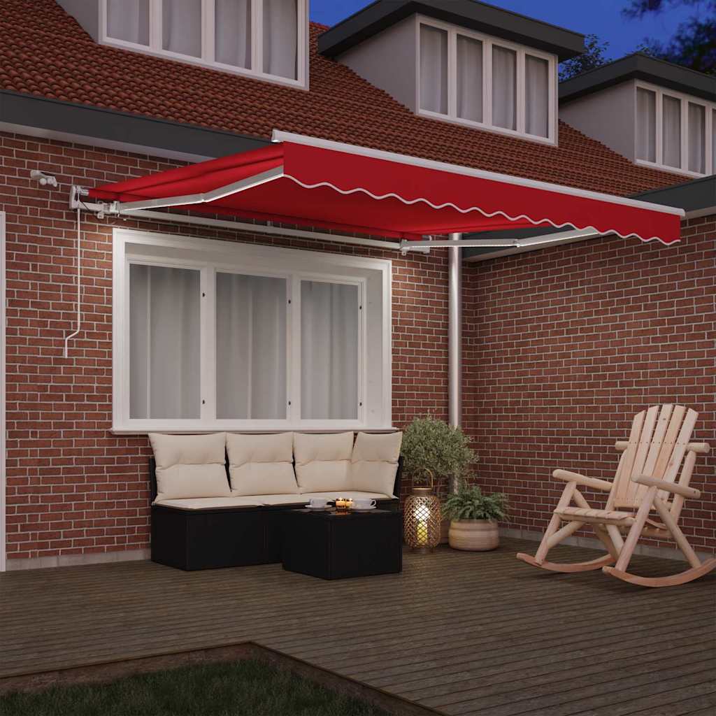 Inklapbaar Zonnescherm Rood 350 x 250 cm Stof en Metaal