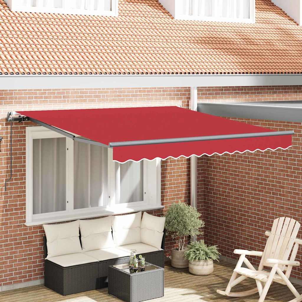 Inklapbaar Zonnescherm Rood 350 x 250 cm Polyester en staal