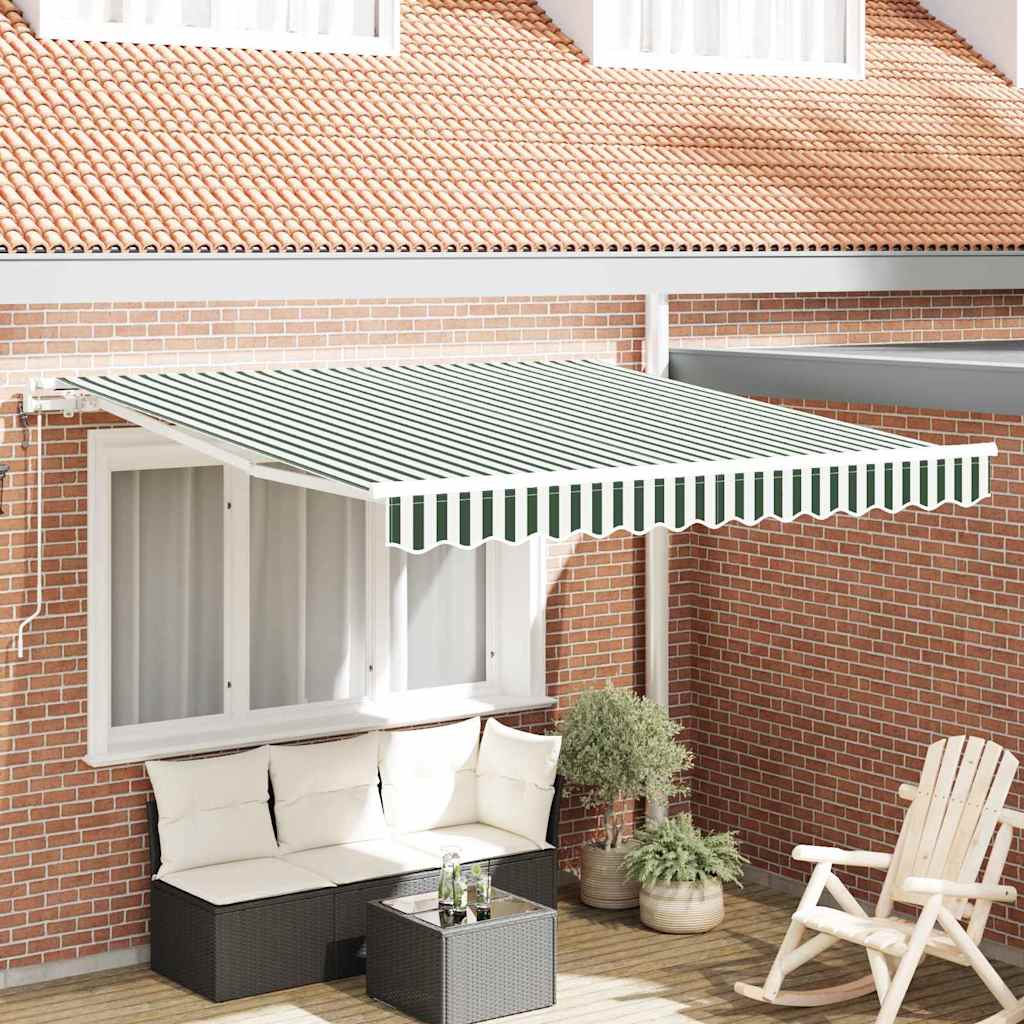 Inklapbaar Zonnescherm 350 x 250 cm Groen en wit