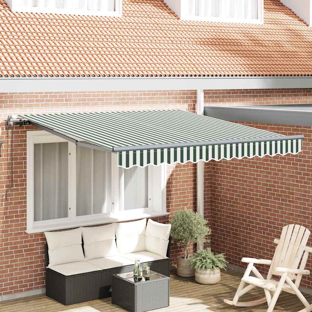 Inklapbaar Zonnescherm Groen en wit 350 x 250 cm Stof