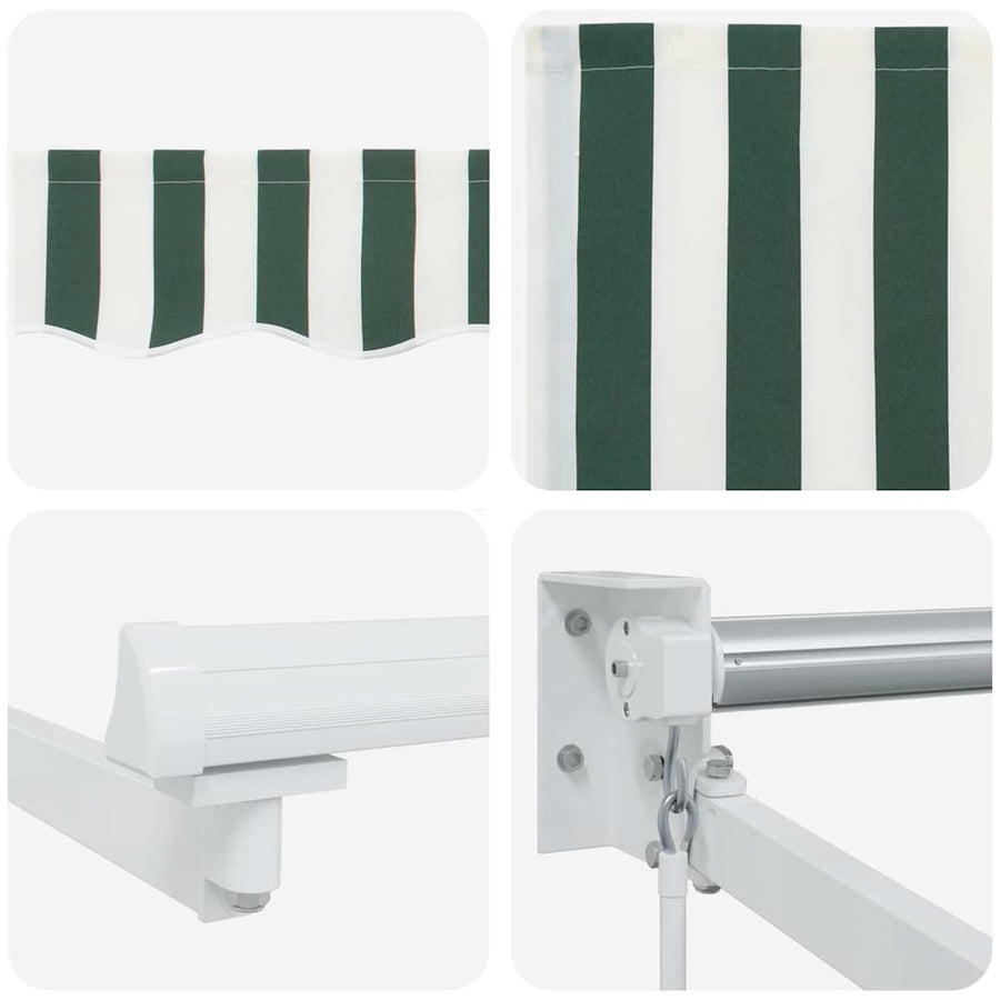 Inklapbaar Zonnescherm Groen en wit 350 x 250 cm Stof