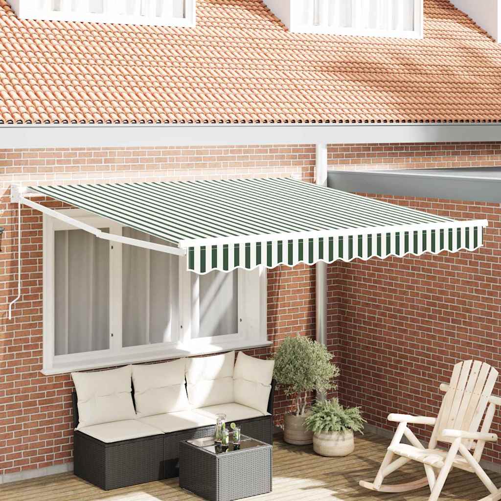 Inklapbaar Zonnescherm Groen en wit 350 x 250 cm Stof