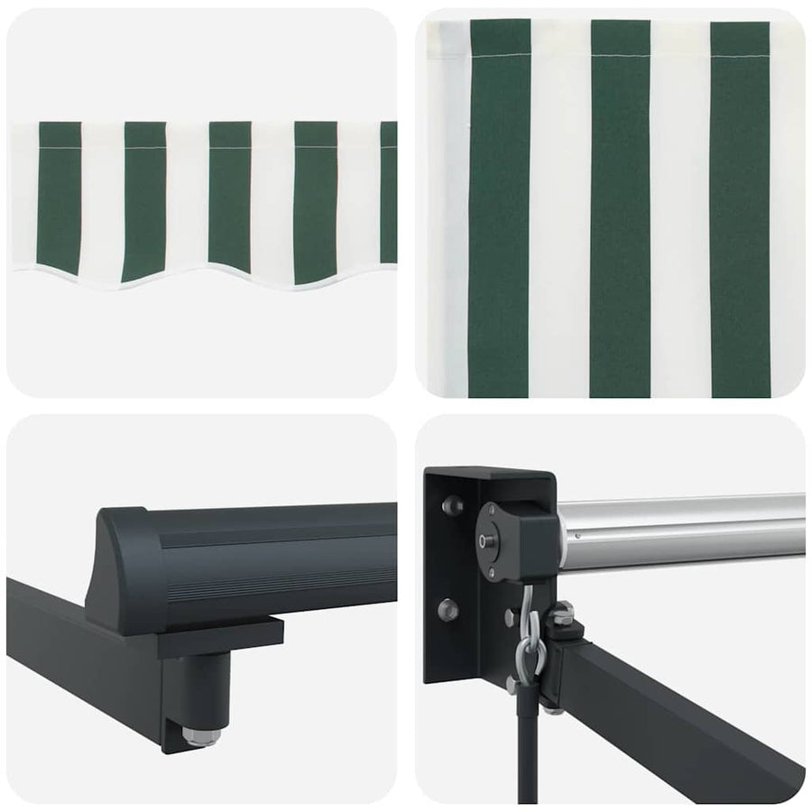 Inklapbaar Zonnescherm Groen en wit 350 x 250 cm Stof