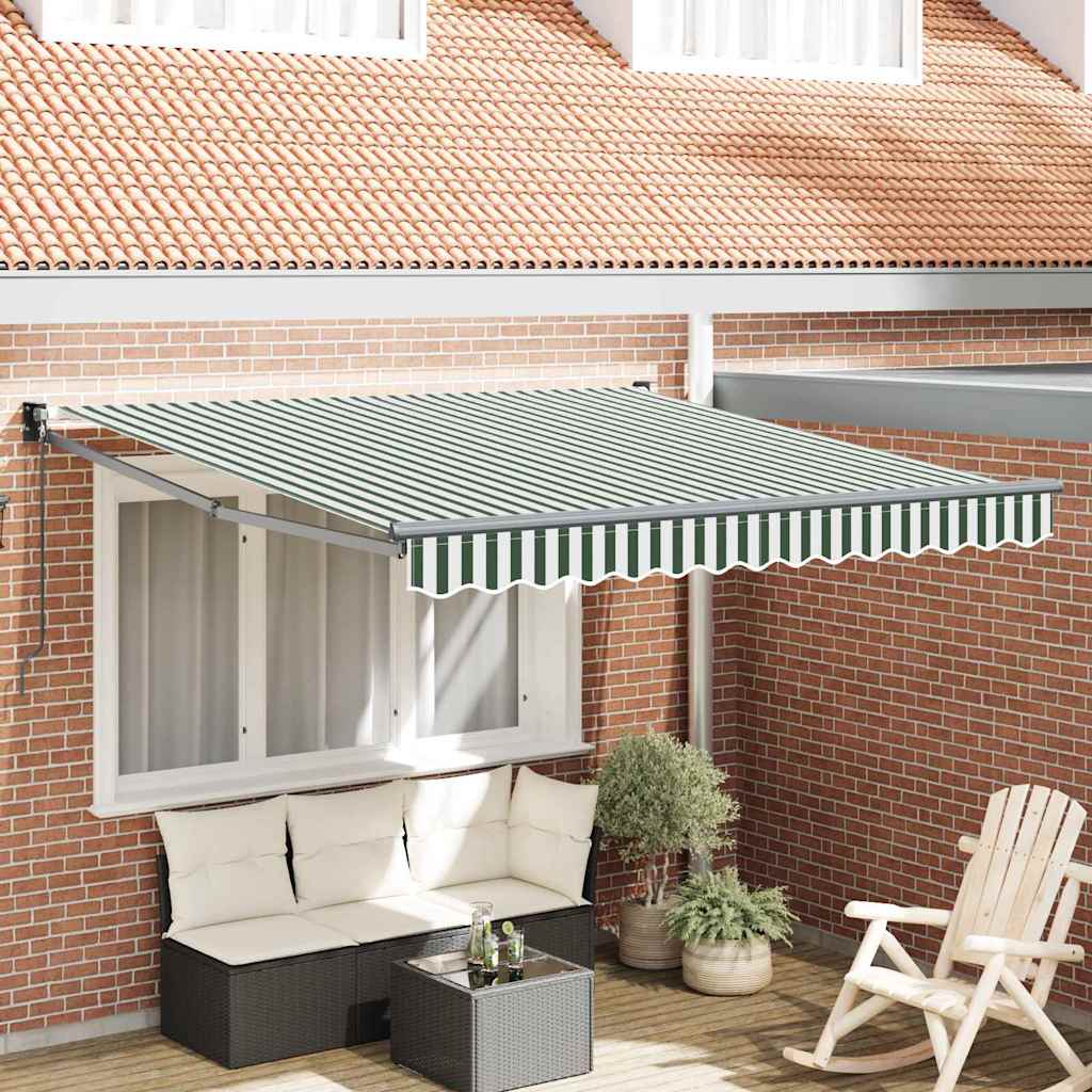 Inklapbaar Zonnescherm Groen en wit 350 x 250 cm Stof