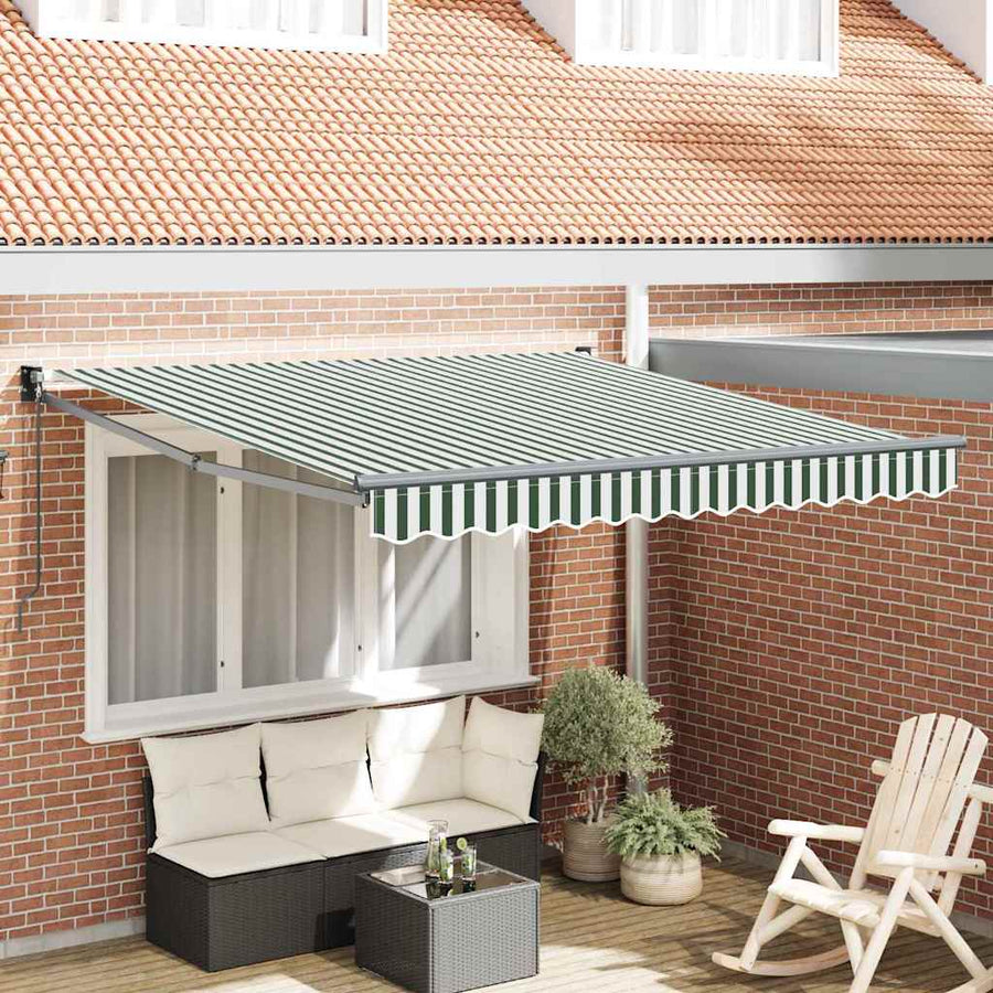 Inklapbaar Zonnescherm Groen en wit 350 x 250 cm Stof