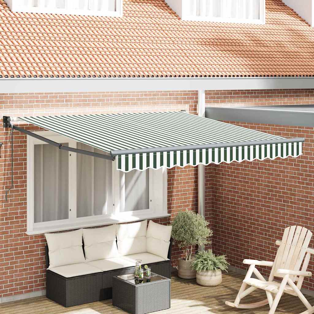 Inklapbaar Zonnescherm Groen en wit 350 x 250 cm Stof