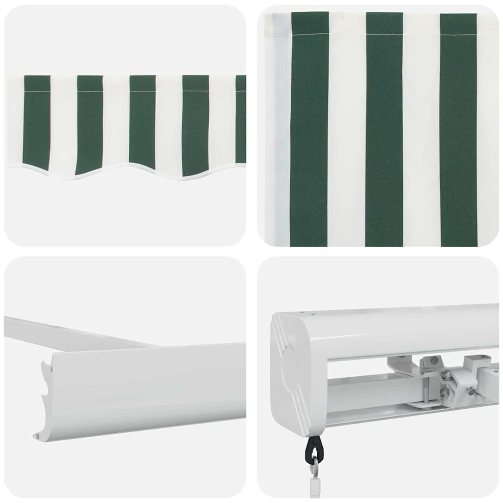 Inklapbaar Zonnescherm Groen en Wit 350 x 250 cm Stof en Metaal