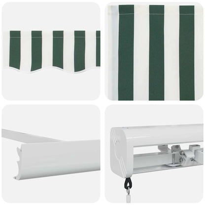 Inklapbaar Zonnescherm Groen en Wit 350 x 250 cm Stof en Metaal