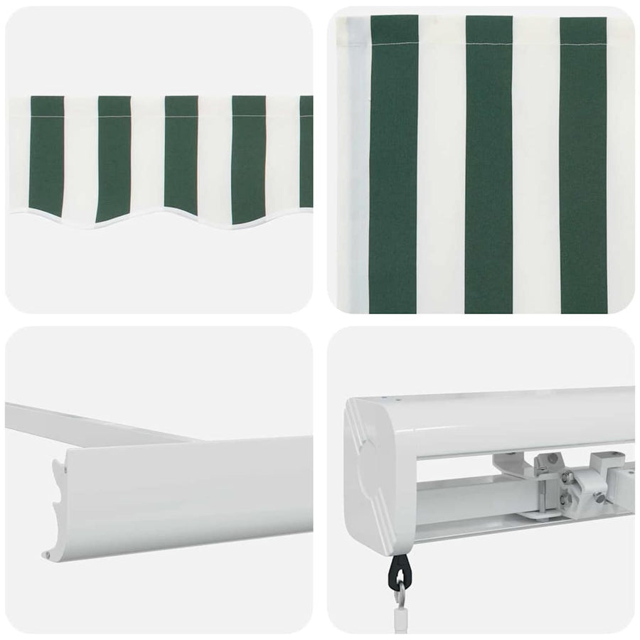 Inklapbaar Zonnescherm Groen en Wit 350 x 250 cm Stof en Metaal