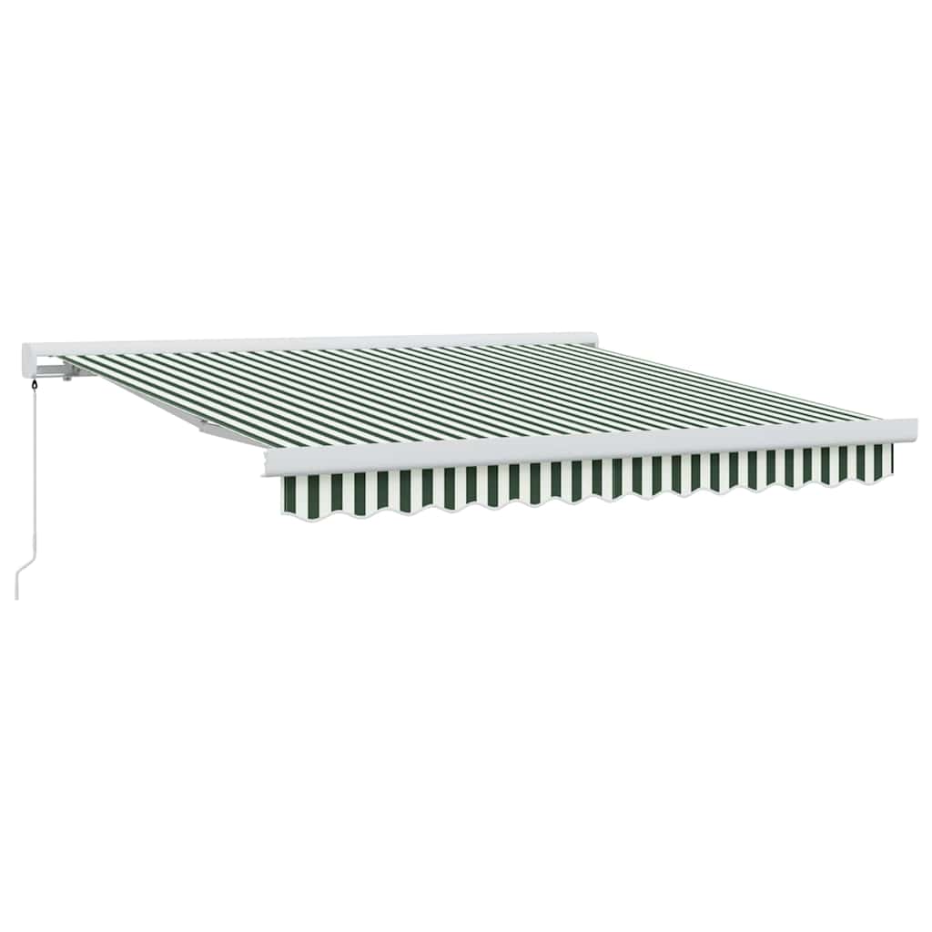 Inklapbaar Zonnescherm Groen en Wit 350 x 250 cm Stof en Metaal