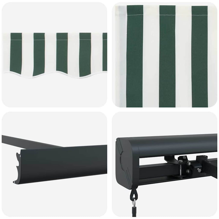 Inklapbaar Zonnescherm Groen en Wit 350 x 250 cm Stof en Metaal