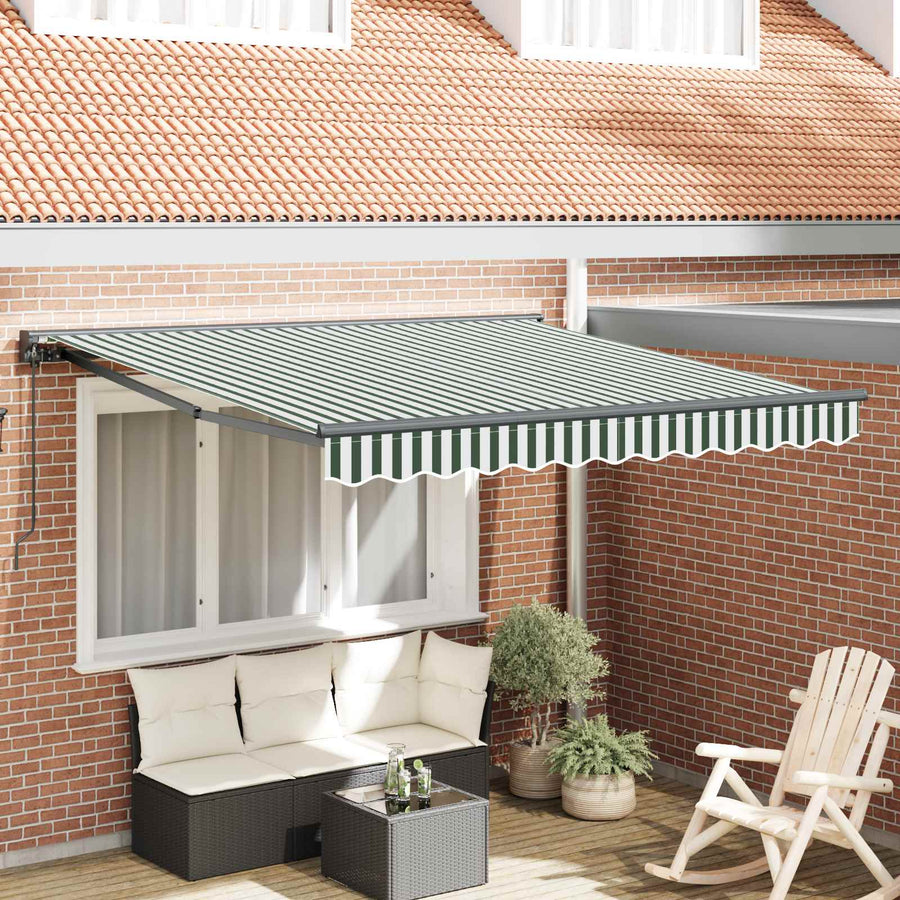 Zijde Frame Groen en Wit 350 x 250 cm Polyester met PU-coating