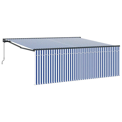 Inklapbaar Zonnescherm Blauwe en Witte Strepen 400 × 300 cm