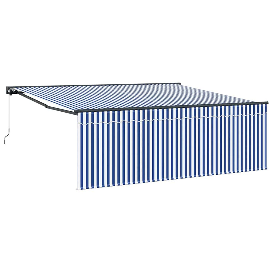 Inklapbaar Zonnescherm Blauwe en Witte Strepen 400 × 300 cm