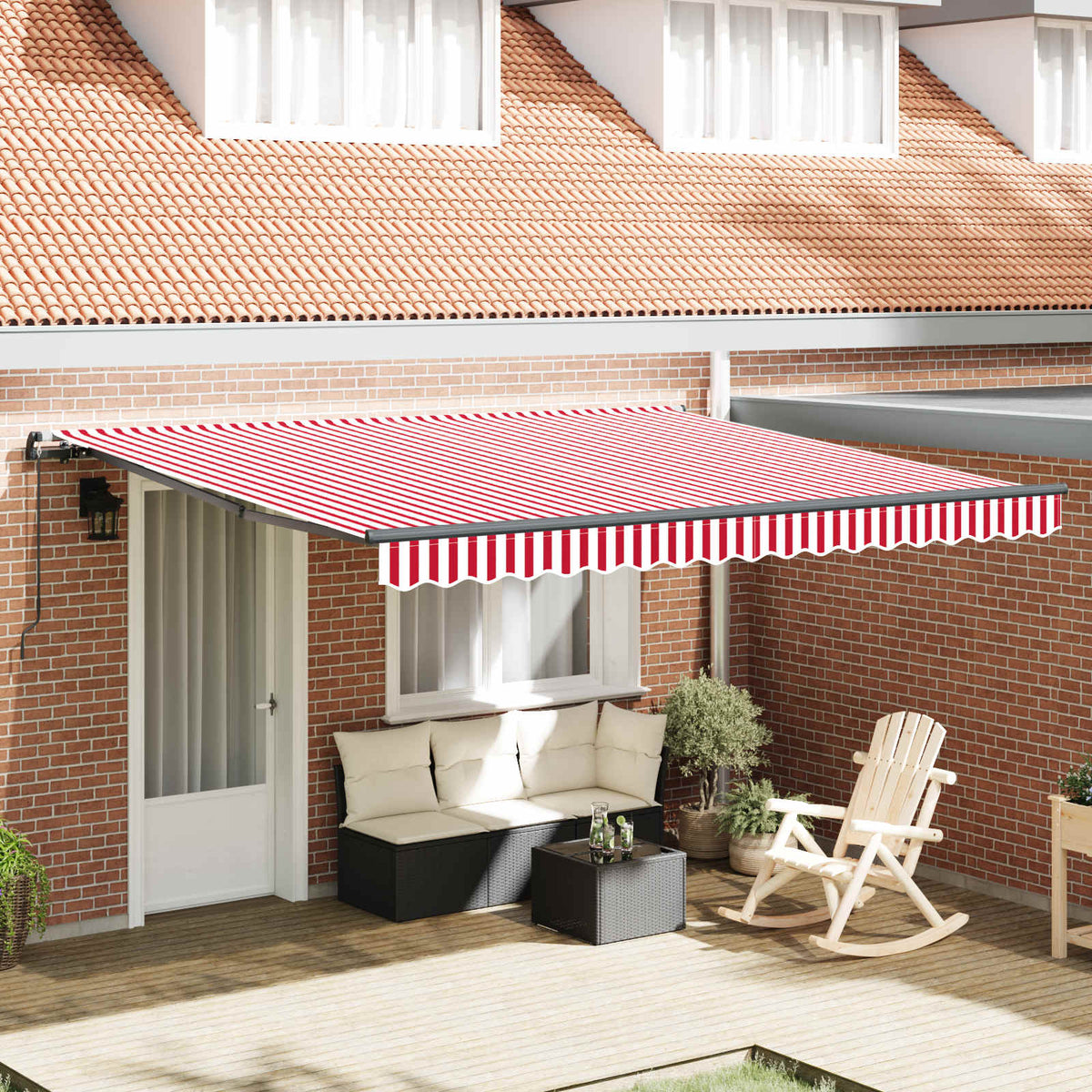 Uitschuifbare luifel Rood en Wit 400 × 300 cm