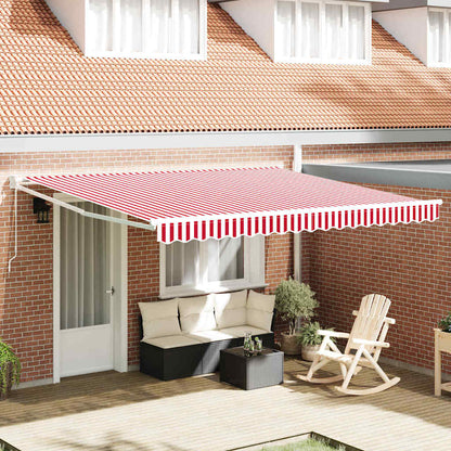 Inklapbaar Zonnescherm Rood En Wit 400 × 300 Cm Polyester