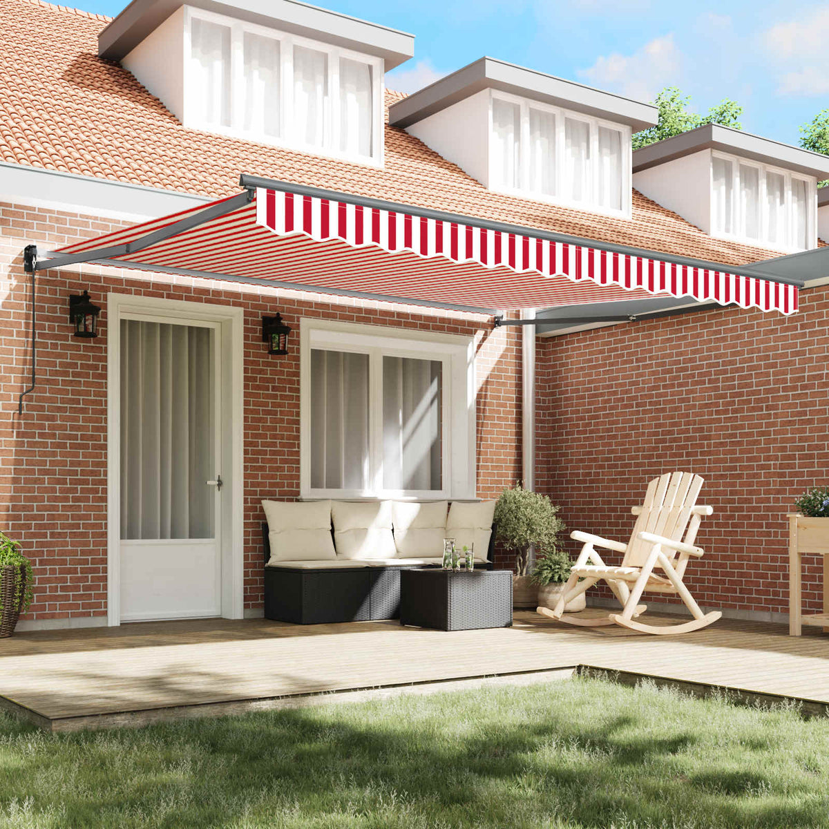 Uitschuifbare luifel Rood en Wit 400 × 300 cm