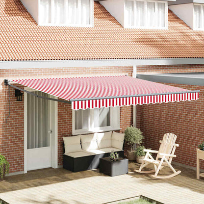 Inklapbaar Zonnescherm Rood en wit 400 × 300 cm Polyester