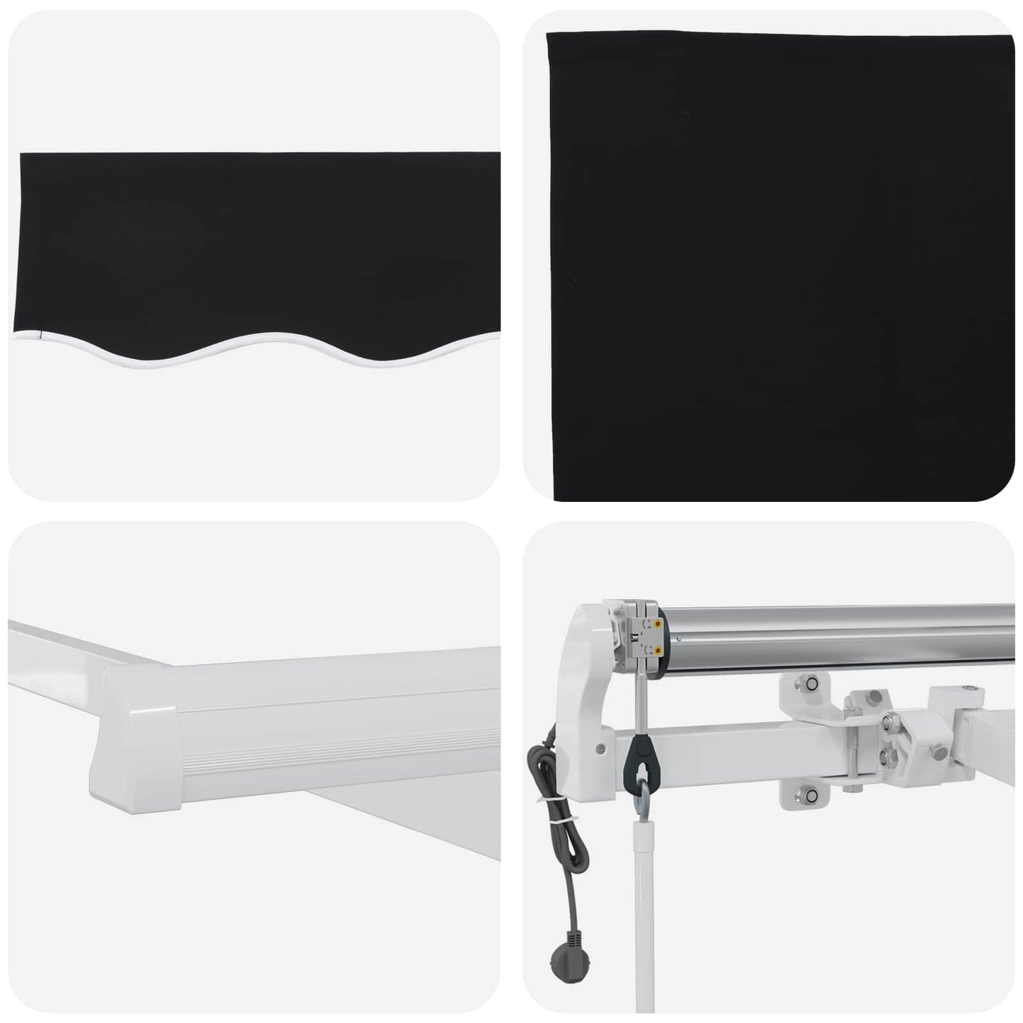 Inklapbaar Zonnescherm Zwart 400 × 300 cm Stof