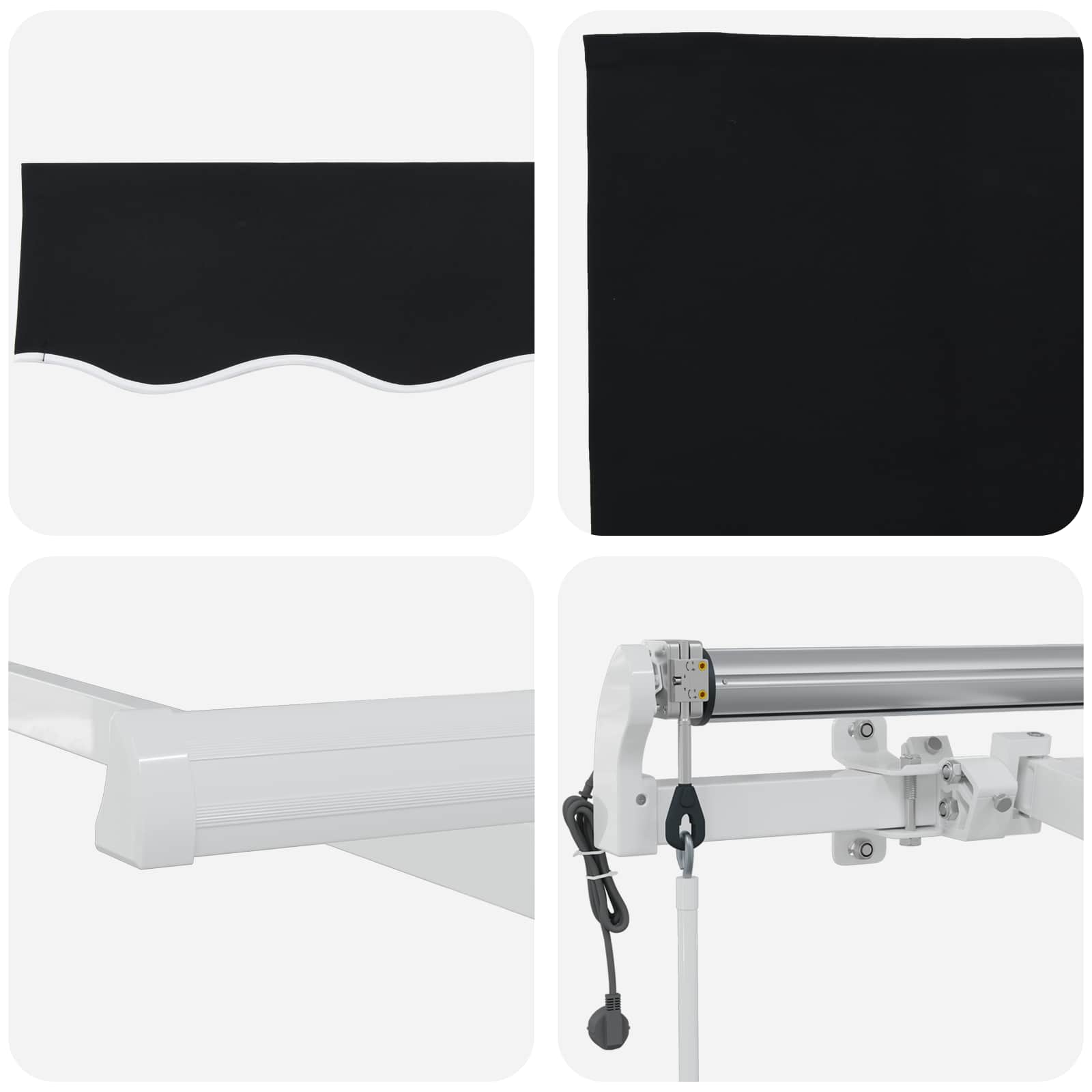 Inklapbaar Zonnescherm Zwart 400 × 300 cm Stof