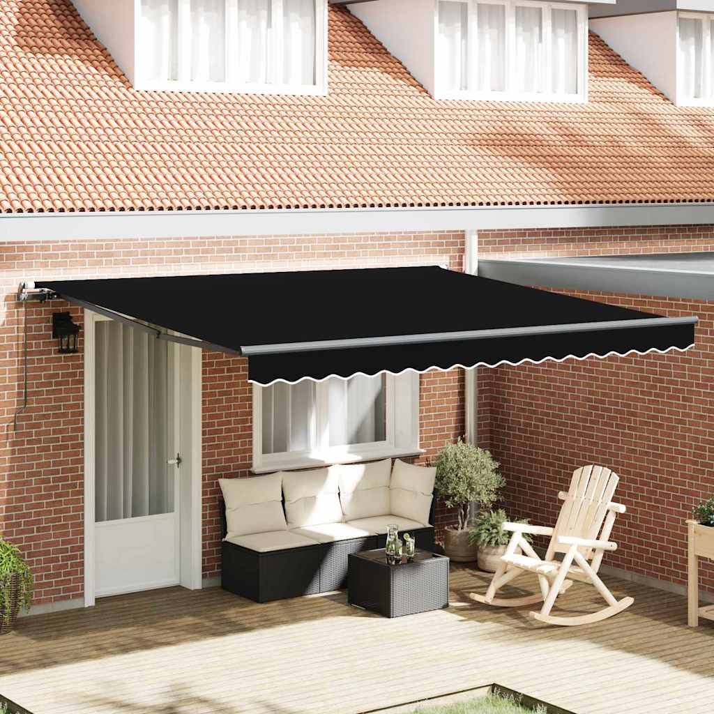 Inklapbaar Zonnescherm Zwart 400 × 300 cm Polyester en staal
