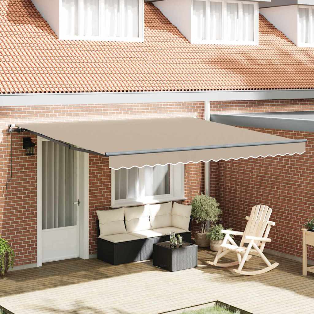Inklapbaar Zonnescherm Beige 400 × 300 cm Polyester en staal