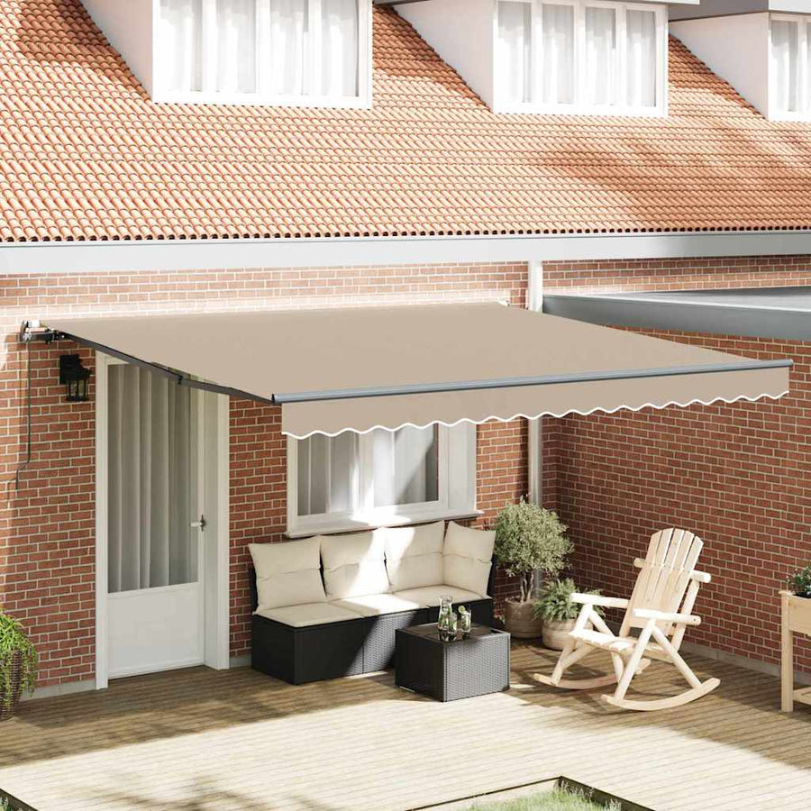 Inklapbaar Zonnescherm Beige 400 × 300 cm Polyester en staal