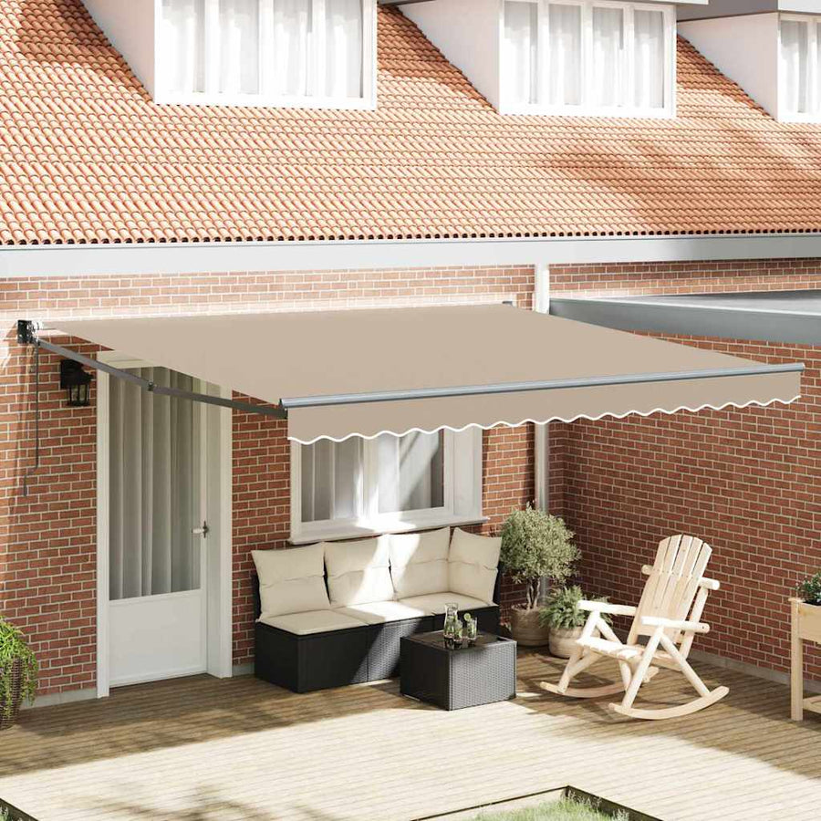 Inklapbaar Zonnescherm Beige 400 × 300 cm Polyester