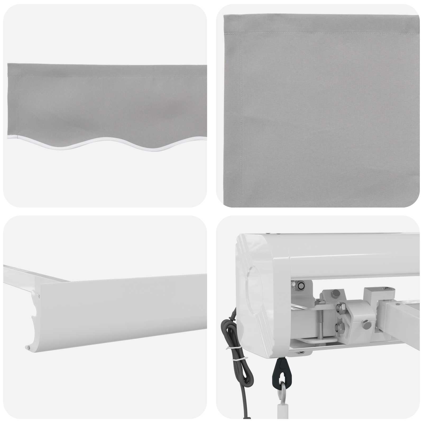 Inklapbaar Zonnescherm Lichtgrijs 400 × 300 cm Stof en Metaal