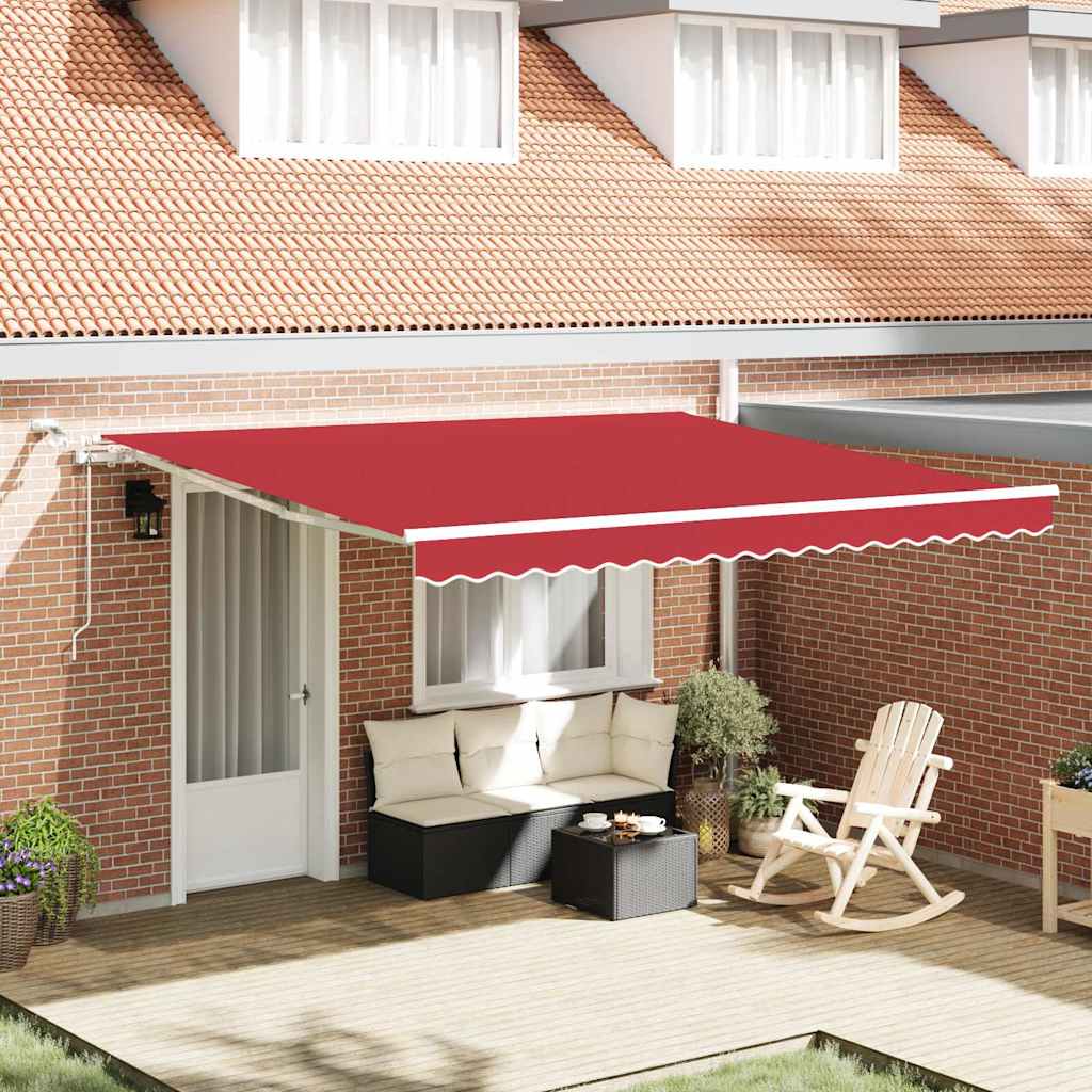 Inklapbaar Zonnescherm Rood 400 × 300 cm Stof en Metaal