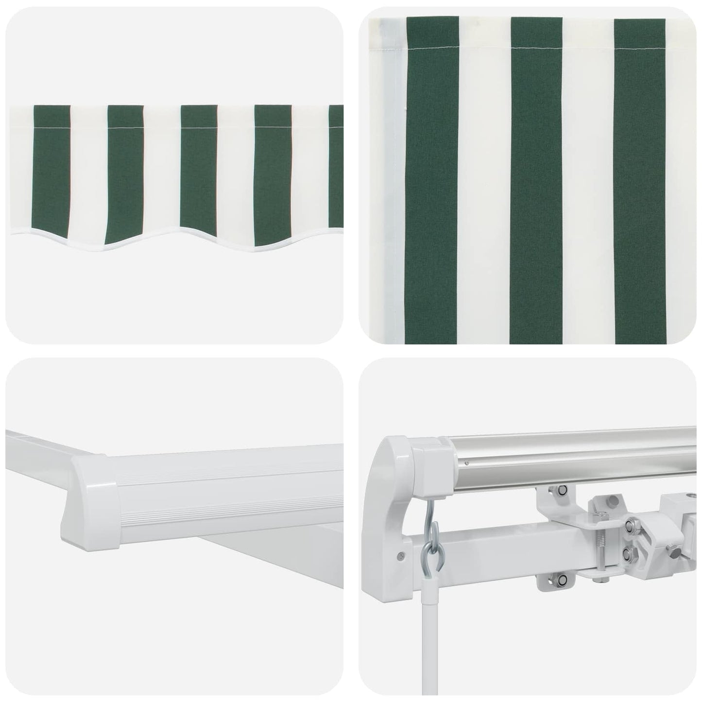 Inklapbaar Zonnescherm Groen en Wit 400 × 300 cm