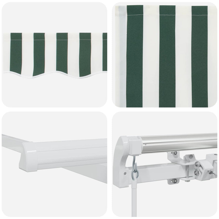 Inklapbaar Zonnescherm Groen en Wit 400 × 300 cm