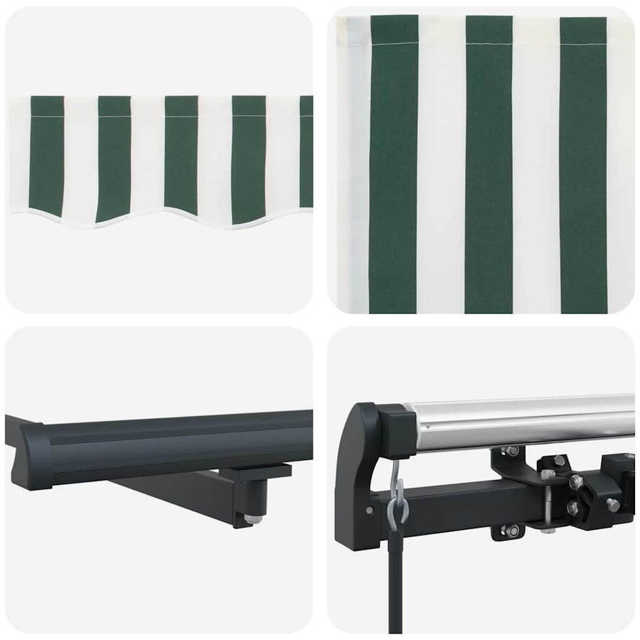 Inklapbaar Zonnescherm Stof Groen En Wit 400 × 300 cm