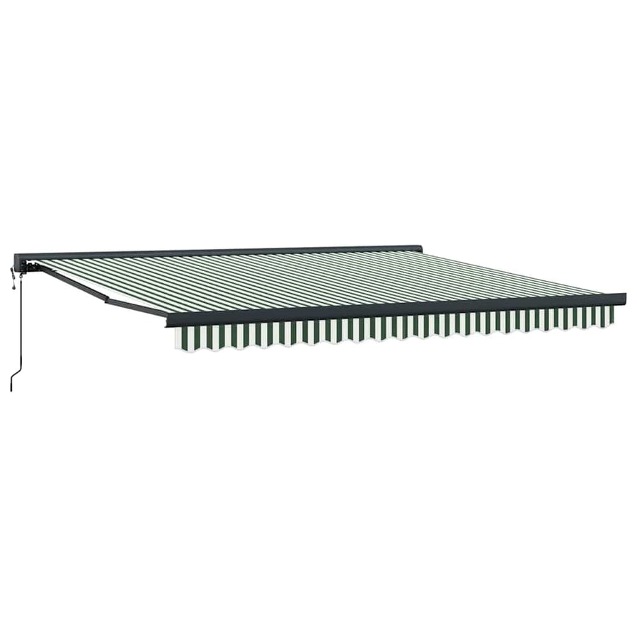 Inklapbaar Zonnescherm 400 × 300 Cm Stof, Metaal Groen En Wit 400 ×300 cm