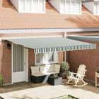 Retractable Awning 400x300 cm Fabric Green and White 4 × 3 m
