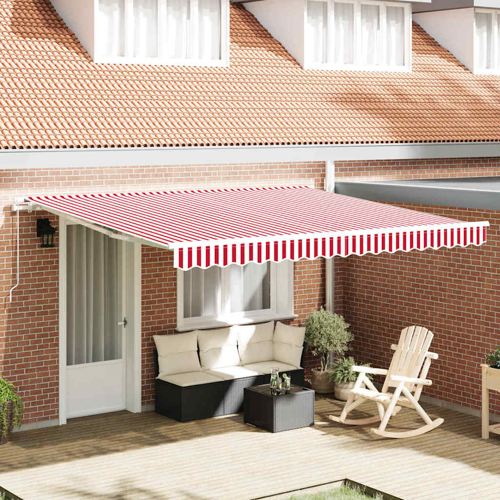 Inklapbaar Zonnescherm Rood En Wit 400 × 350 Cm Polyester Geel En Oranje