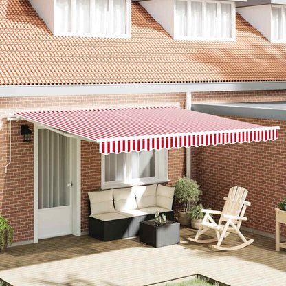 Inklapbaar Zonnescherm Rood En Wit 400 × 350 Cm Polyester Geel En Oranje