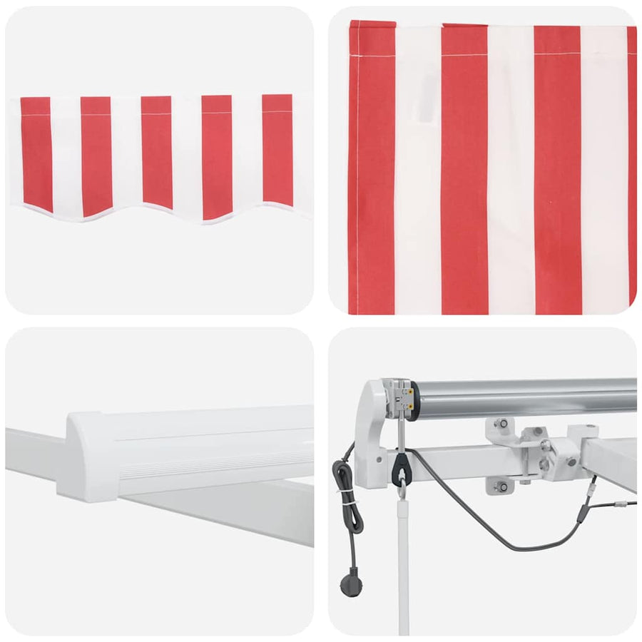 Inklapbaar Zonnescherm Stof En Metaal Rood En Wit 400 × 350 cm