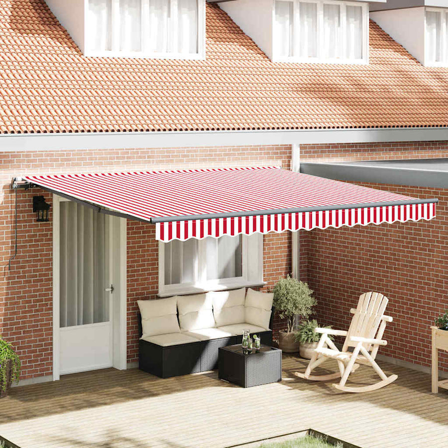 Inklapbaar Zonnescherm Stof Rood En Wit 400 × 350 cm