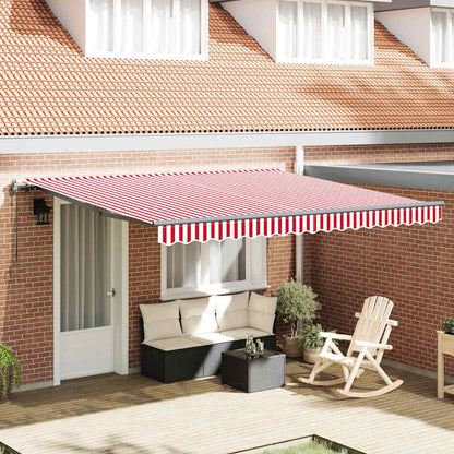 Inklapbaar Zonnescherm Stof Rood En Wit 400 ×350 cm