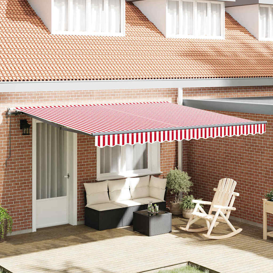 Inklapbaar Zonnescherm Stof Rood En Wit 400 ×350 cm