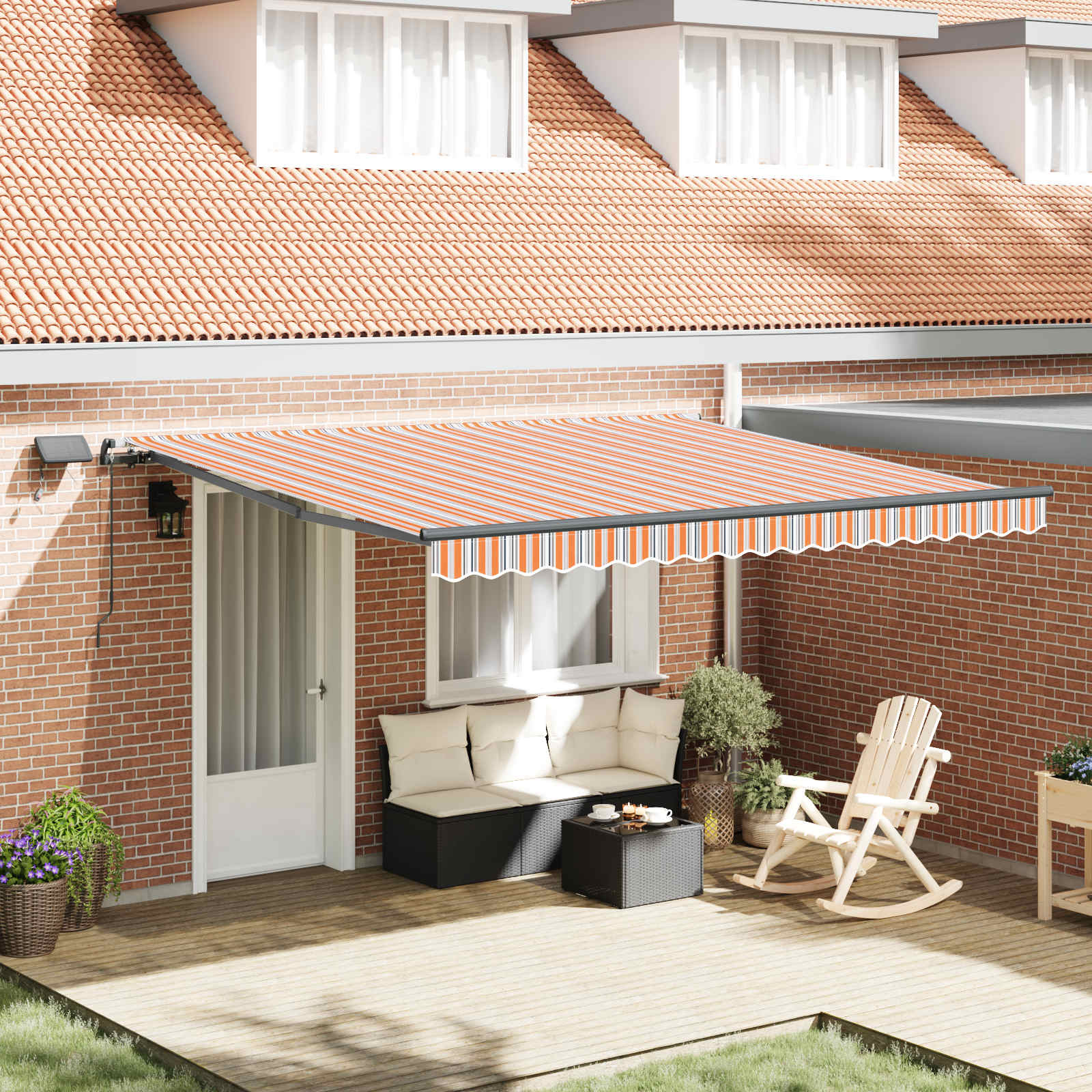 Uitschuifbare luifel Meerkleurig 400 × 350 cm Stof en Aluminium
