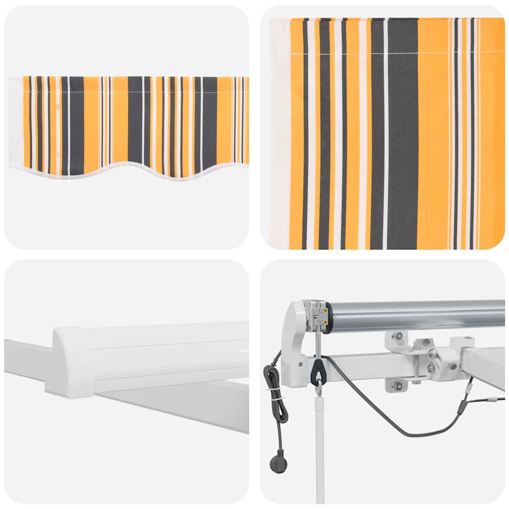 Inklapbaar Zonnescherm Multikleur Stof En Metaal Geel/Grijs/Wit 400 × 350 cm