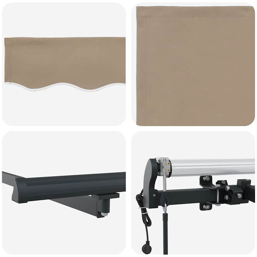 Inklapbaar Zonnescherm Beige 400 × 350 cm Stof en Aluminium