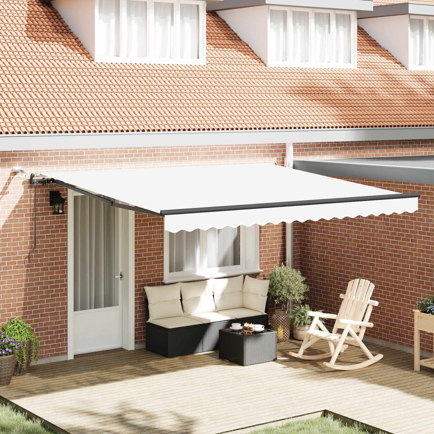 Luifeldoek met Wit 400 × 350 cm Polyester
