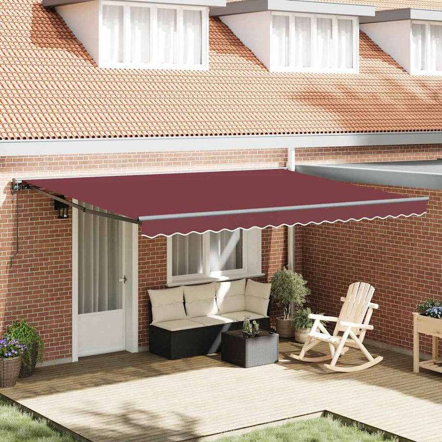 Inklapbaar Zonnescherm Bordeaux Rood 450X300 Cm Stof Bordeauxrood 4,5 ×3 m