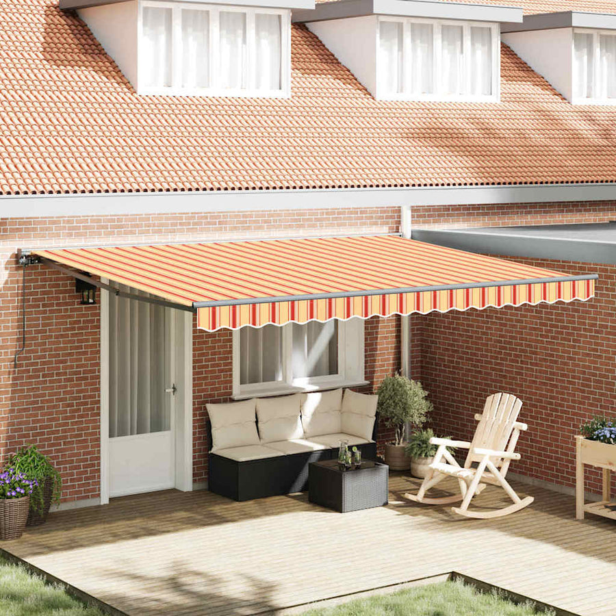 Inklapbaar Zonnescherm Geel en Oranje 450x300 cm Stof en Metaal