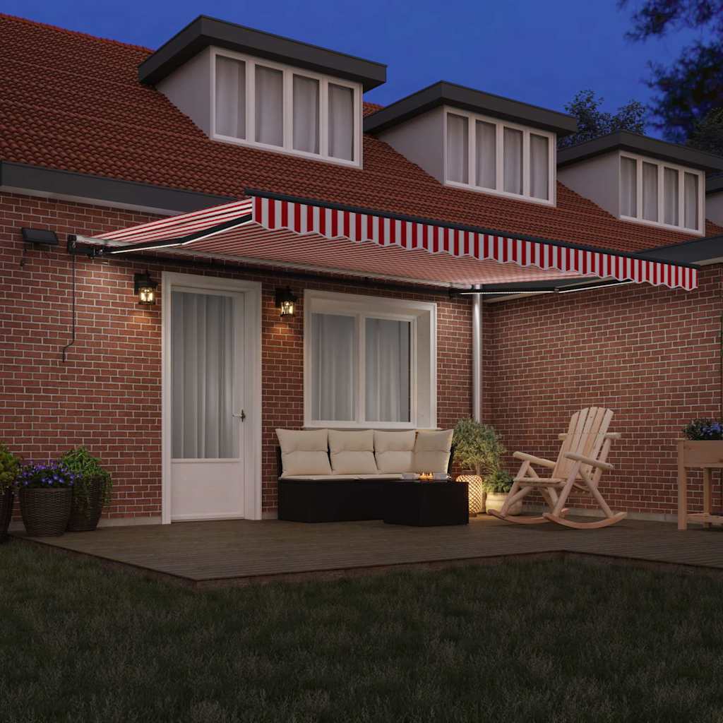 Inklapbaar Zonnescherm Stof Rood En Wit 450 ×300 cm