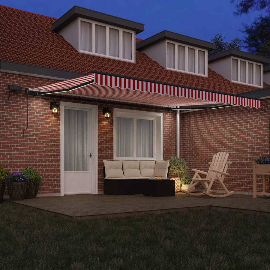 Inklapbaar Zonnescherm Stof Rood En Wit 450 ×300 cm