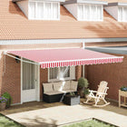 Zonnescherm 450x300 cm rood wit inklapbaar